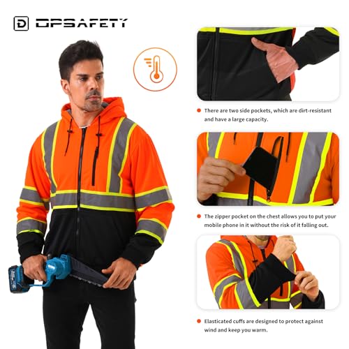 DPSAFETY Men's Hi-Vis Hoodie, XL - Image 3