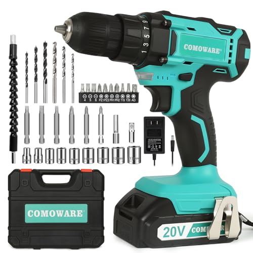 COMOWARE 20V Cordless Drill Set with Battery