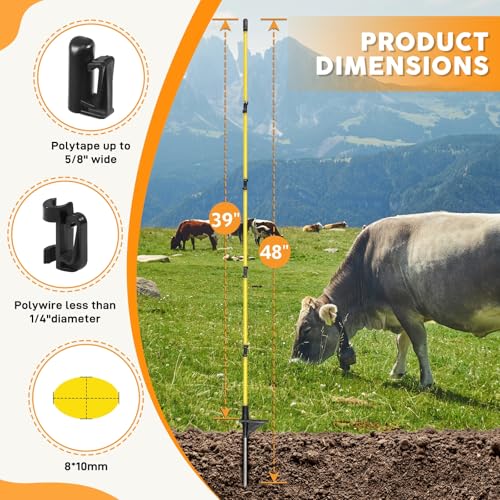 Efarmkeper 48" Fiberglass Electric Fence Posts - Image 2