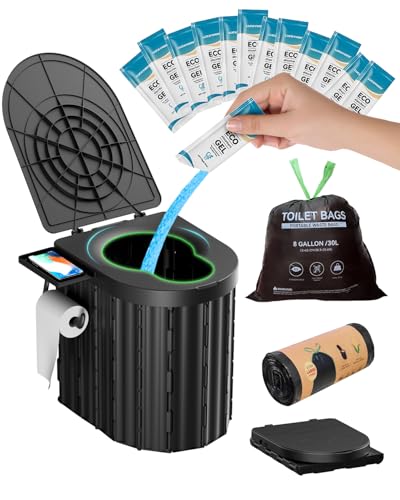 Portable Odorless Camping Toilet with Gel Bags