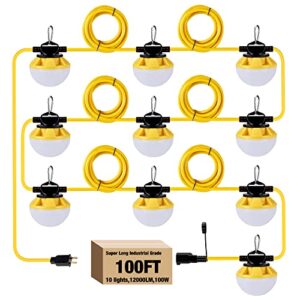 G GJIA 100FT Construction String Lights, 10 Bulbs