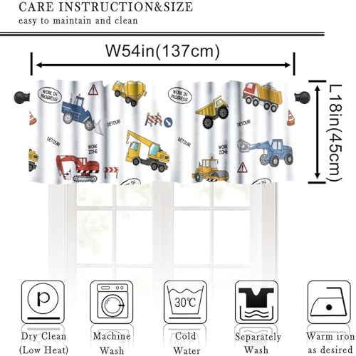 Kids Construction Truck Valance Curtain Panel - Image 3