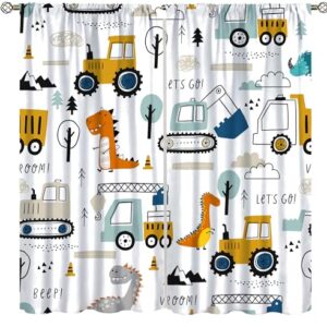 Kids Dinosaur Truck Curtains for Boys Room