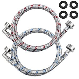 4FT Stainless Steel Washer Hoses with Elbows