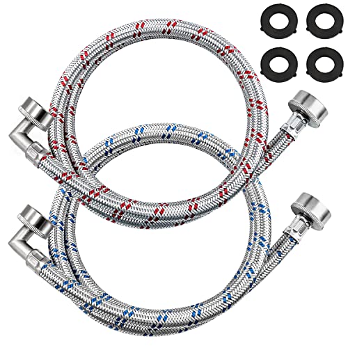 4FT Stainless Steel Washer Hoses with Elbows