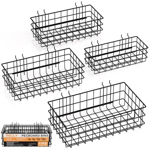 4 Pack Pegboard Baskets for Organizing Tools