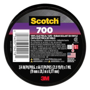 Scotch 700 Electrical Tape, Black, 3/4-in x 66-ft