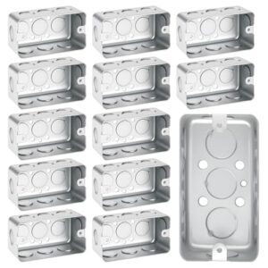SHENLIU 12 Pcs Metal Junction Boxes 4x2"