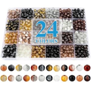 1200PCS 6mm Crack Glass Beads for Crafts