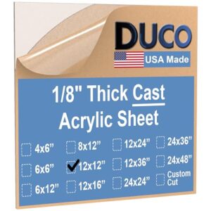 Clear Acrylic Sheet 1/8" Thick 12" x 12"