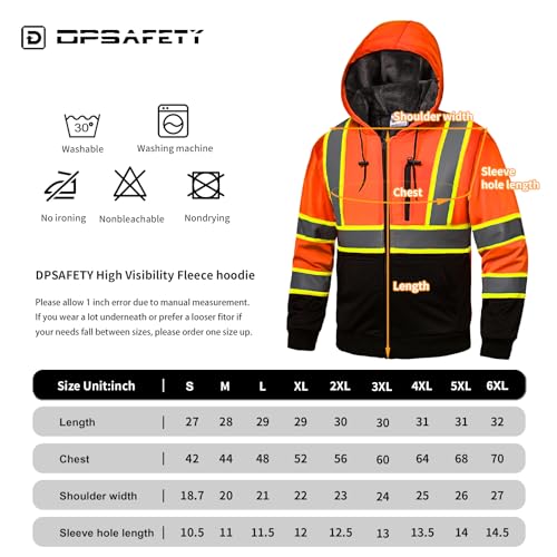 DPSAFETY Men's Hi-Vis Hoodie, XL - Image 6