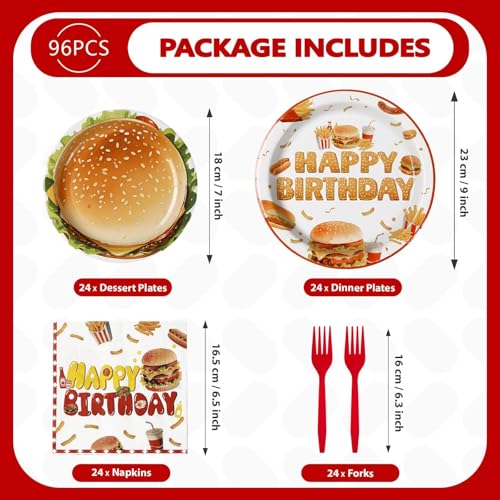 96Pcs BBQ Hamburger Plates Napkins Supplies - Image 3