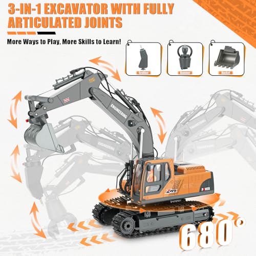 RC Excavator Toy 3-12 with 3-IN-1 Features - Image 3