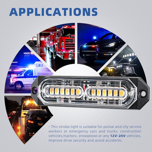 8Pcs Amber White Strobe Lights for Trucks - Image 6