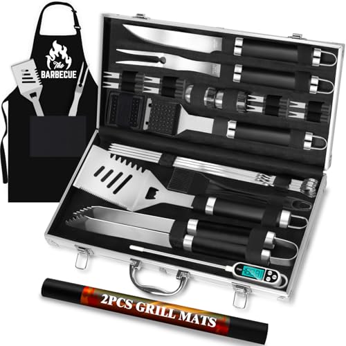 ROMANTICIST 26pcs Grill Tool Set with Apron