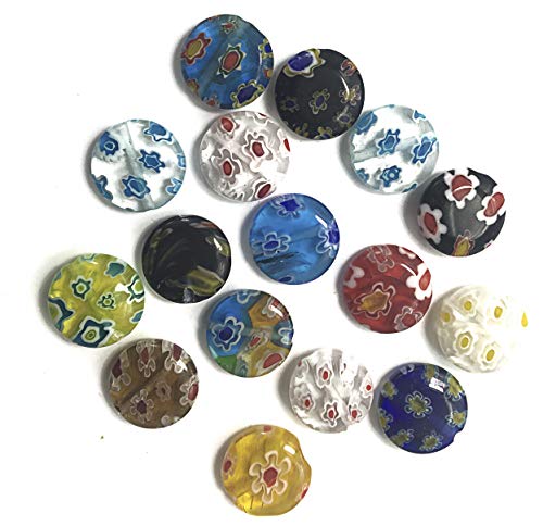 Millefiori 12mm Flat Round Lampwork Beads - Image 2