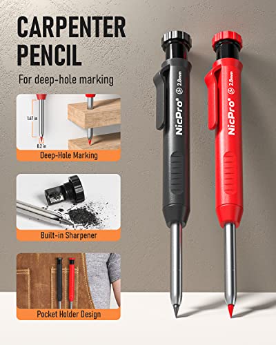 Nicpro Carpenter Pencil Set with Sharpener - Image 3
