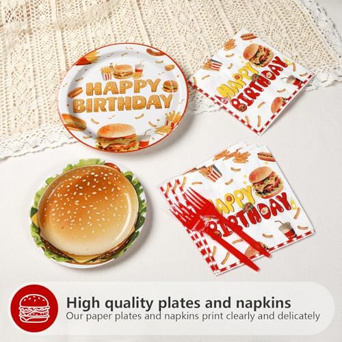 96Pcs BBQ Hamburger Plates Napkins Supplies - Image 2