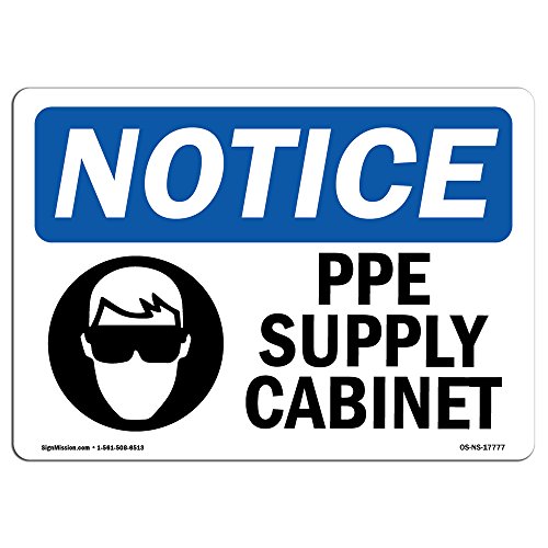 OSHA PPE Supply Cabinet Sign, Durable Decal
