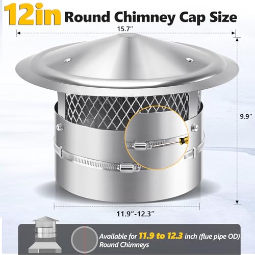 12 Inch Adjustable Stainless Steel Chimney Cap - Image 3
