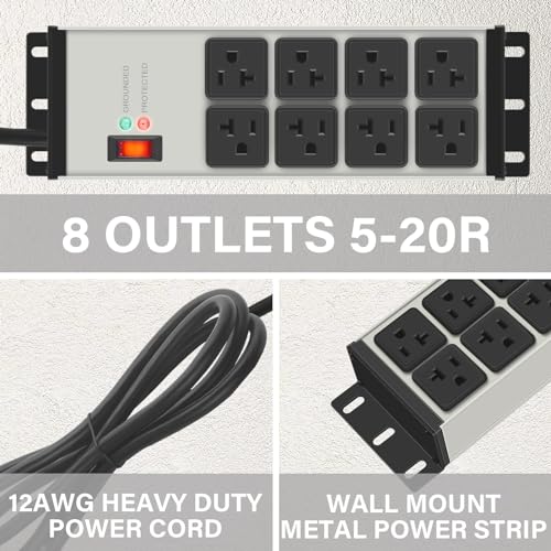 CCCEI 20A Heavy Duty Power Strip, 8 Outlets - Image 3