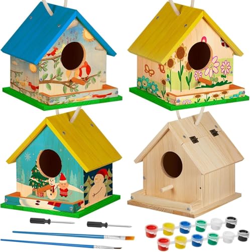 Liliful DIY Birdhouse Kit with Paints