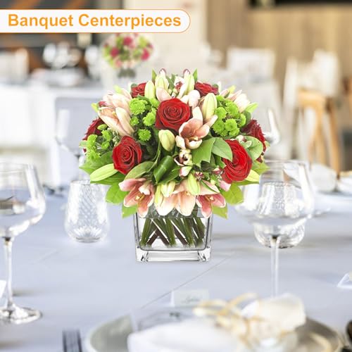 Set of 4 Clear Square Glass Vases - Image 2