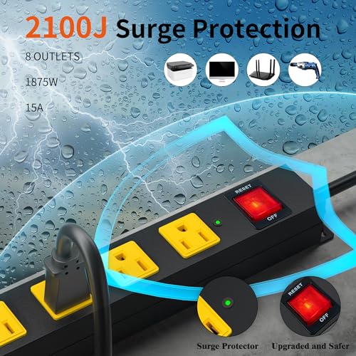 8 Outlet Surge Protector Power Strip 6FT - Image 3