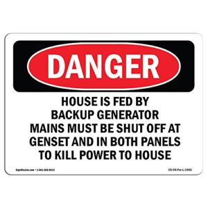 OSHA Danger Sign - Generator Mains Alert