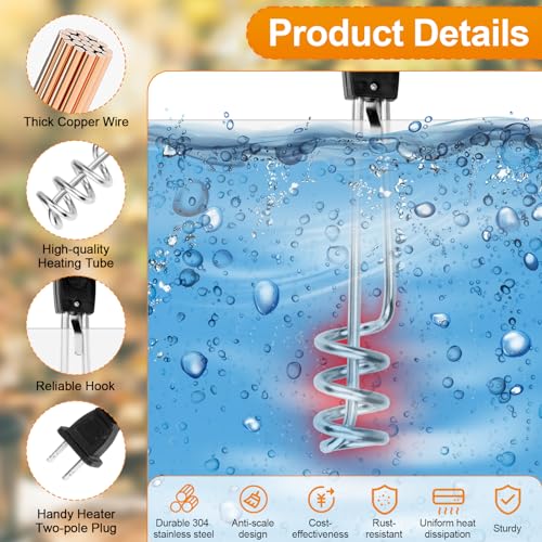 Portable 1000W Immersion Water Heater 10in - Image 4