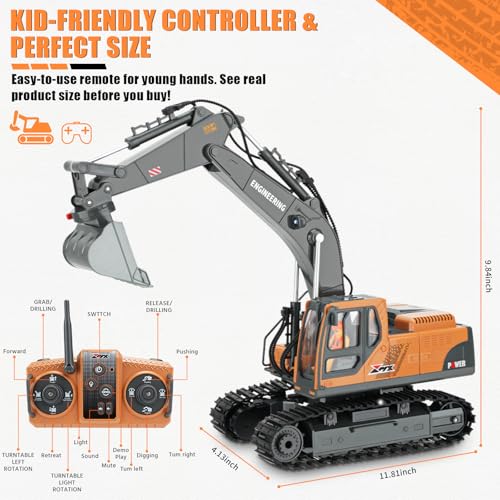RC Excavator Toy 3-12 with 3-IN-1 Features - Image 2