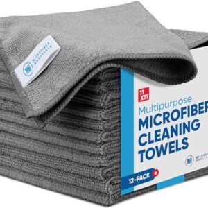 Gray Microfiber Cleaning Cloths - 12 Pack