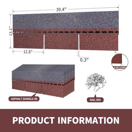 Roofing Shingles 3-Tab Red 8-Pack - Image 3