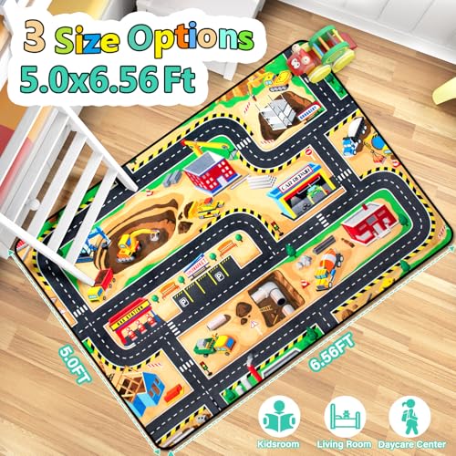 Kids Construction Site Play Rug 5x7 Ft - Image 5