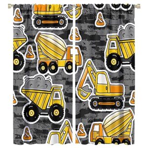 Kids Excavator Truck Blackout Window Curtains 42x45in