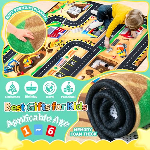 Kids Construction Site Play Rug 5x7 Ft - Image 4