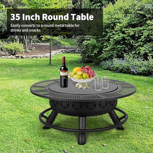 Hykolity 35" Fire Pit with Cooking Grate - Image 6