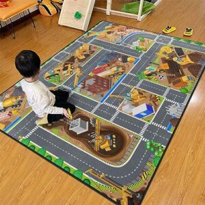 Kids Construction Site Playmat Rug 5x7 Ft