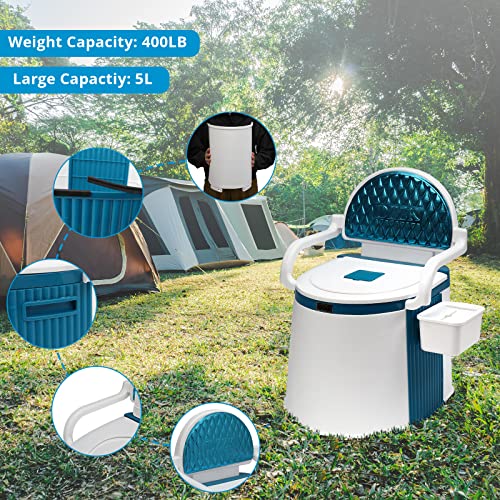 VINGLI Portable Toilet with Handrails & Bucket - Image 4