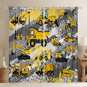 Kids Cartoon Car Curtain Construction Vehicles