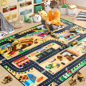 Kids Construction Site Play Rug 5x7 Ft