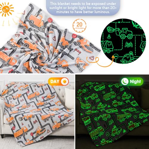 Kids Excavator Glow in Dark Truck Blanket - Image 4